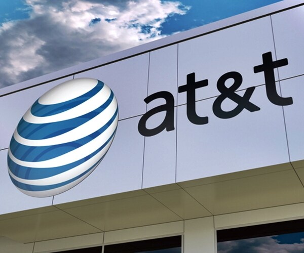 at&t corporate logo symbol emblem on computer pad screen