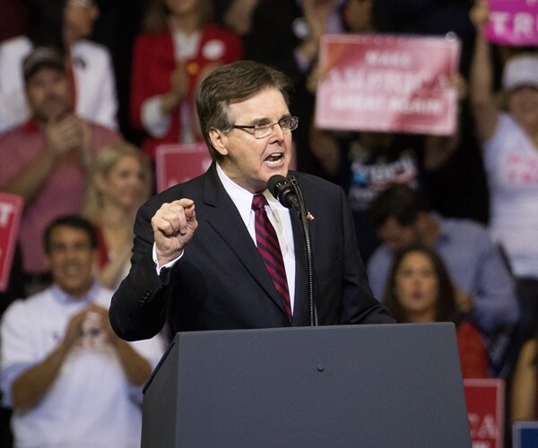 texas lt. gov. dan patrick stumps for president trump at a rally