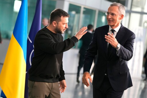 Ukraine President Zelenskyy at NATO Defense Ministers Meeting Seeking More Support to Fight Russia