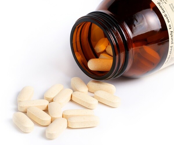 spilled bottle of vitamin c