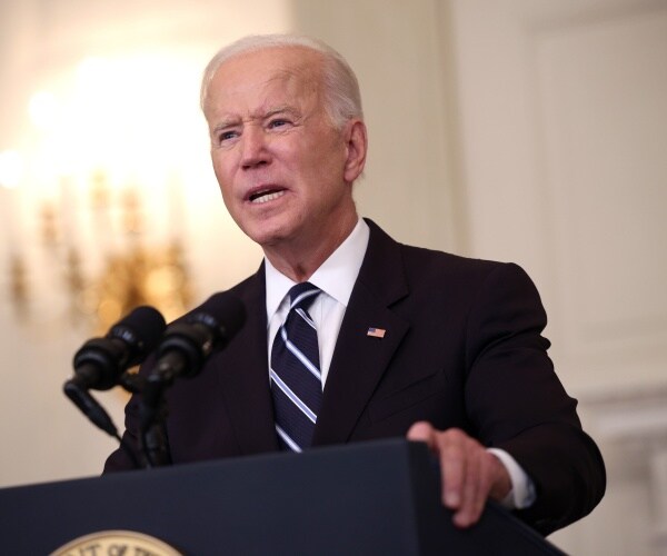 President Joe Biden speaks at the White House.