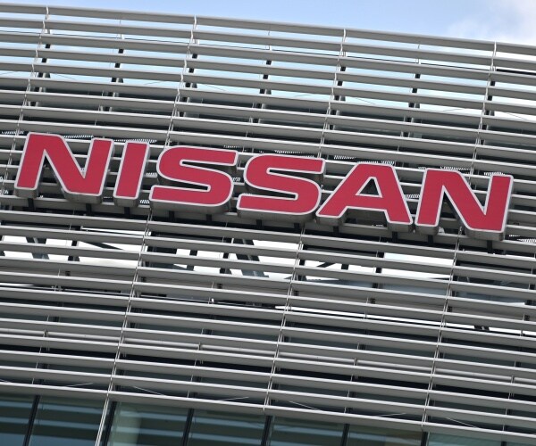 The Nissan logo is pictured on the building of the Nissan Motor Corporation headquarters in Yokohama