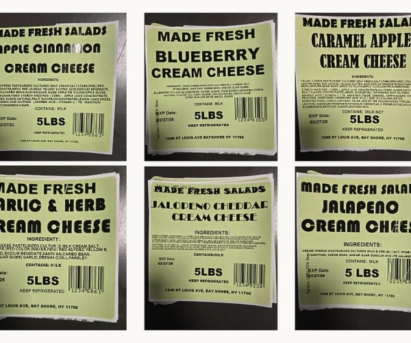 labels of the cream cheeses