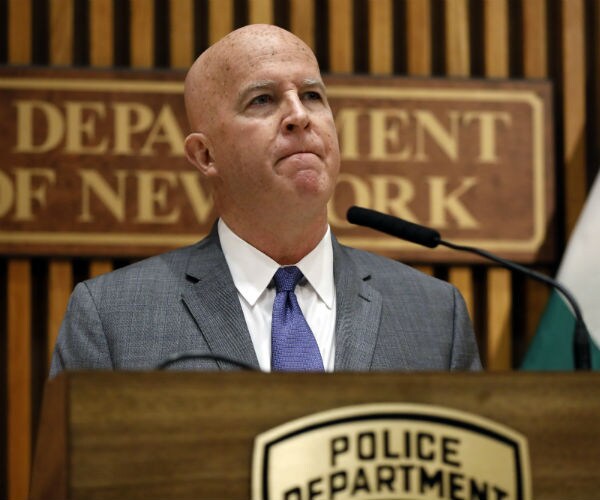 nypd commissioner james o'neill is shown at a press conference
