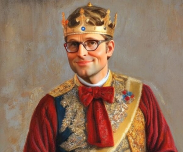 illustration of mike johnson dressed as a king
