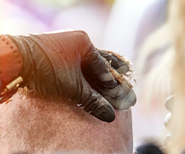 a man gets a haircut in the era of covid-19 pandemic