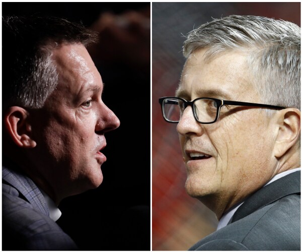 Astros manager AJ Hinch, left, and general manager Jeff Luhnow. 