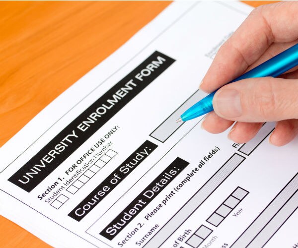 university enrollment form