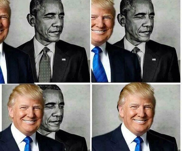 Trump Retweets Meme of Him Eclipsing Obama