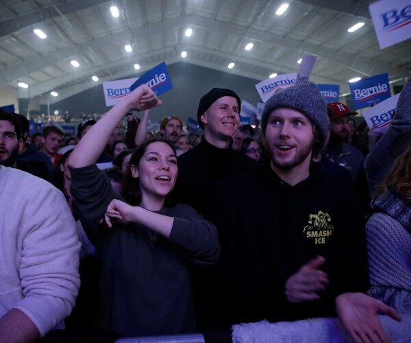 supporters of senator bernie sanders for president attend a rally in clive, iowa