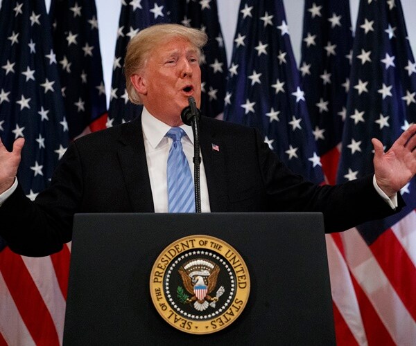 President Donald Trump during a press conference at the U.N.