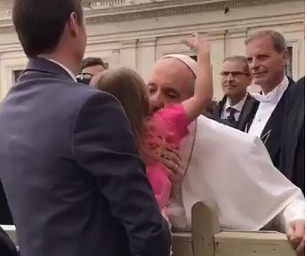 Pope Francis Hat Snatched by Little Girl, He Turns Other Cheek