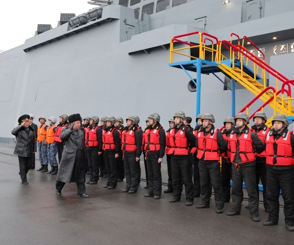 North Korea's Kim Visits Naval Destroyer, Oversees Missile Test