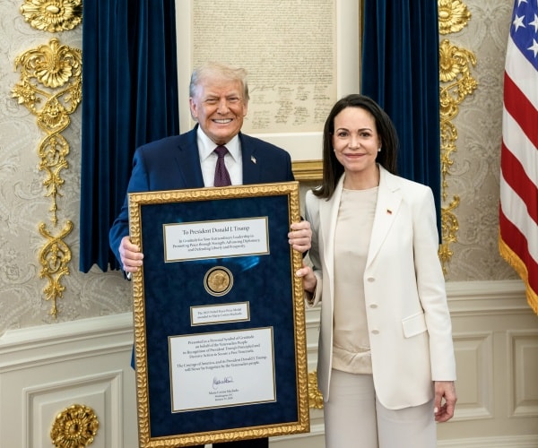 Machado Presents Trump With Gold Nobel Peace Prize Medal