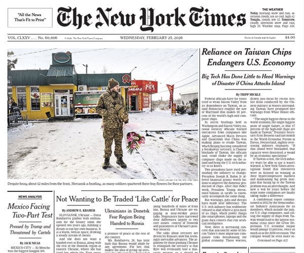 NY Times Front Page Ignores Trump's SOTU