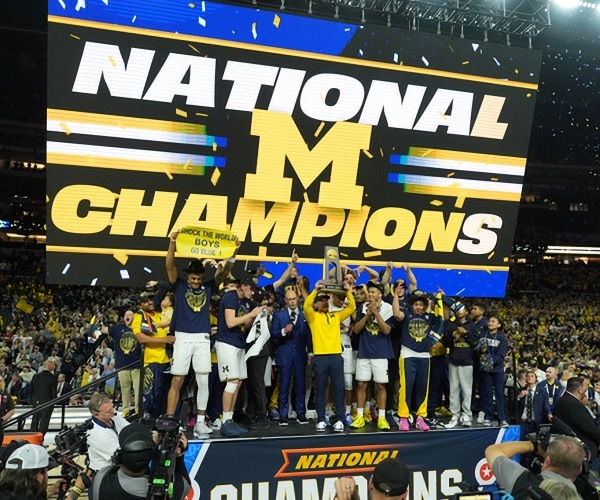 Michigan Muscles Its Way to Program's 2nd National Title, Beating Stubborn UConn 69-63