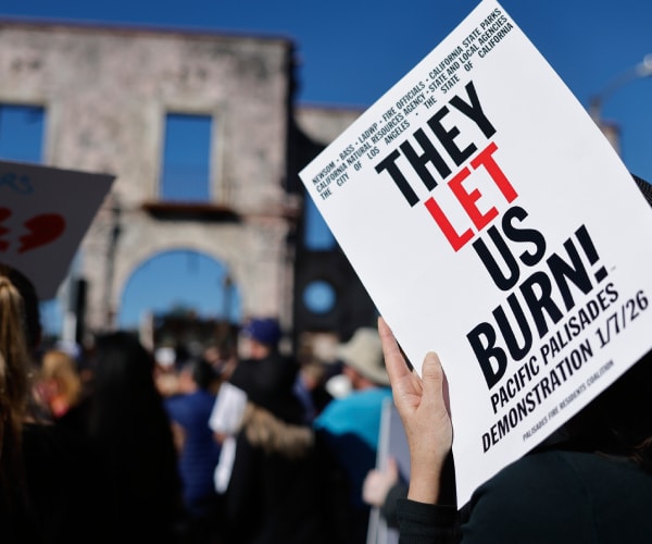 'They Let Us Burn' Rally Draws 1,000 in Pacific Palisades